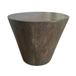 Manhattan Lane - 24 Inch Side End Table, Round Drum Shape, Handcrafted Distressed Mango Wood - Gray