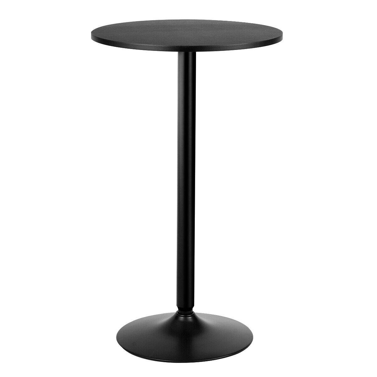 Alt View 9. Gymax - Gymax 24" Round Pub Table Bistro Bar Height Cocktail Table W/Metal Base Indoor Black - Black.