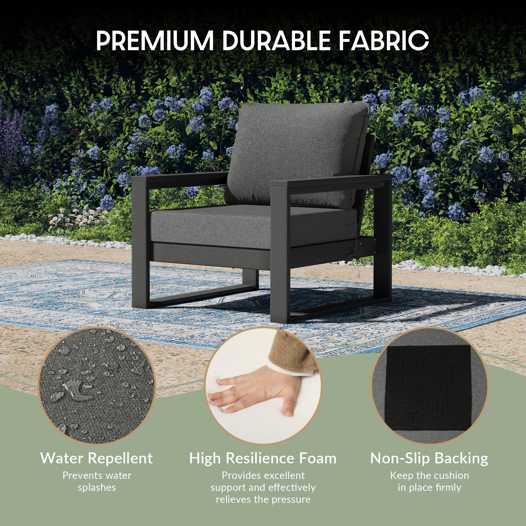 PREMIUM DURABLE FABRIC

Water Repellent
Prevents water splashes

High Resilience Foam
Provides excellent support and effectively relieves the pressure

Non-Slip Backing
Keep the cushion in place firmly