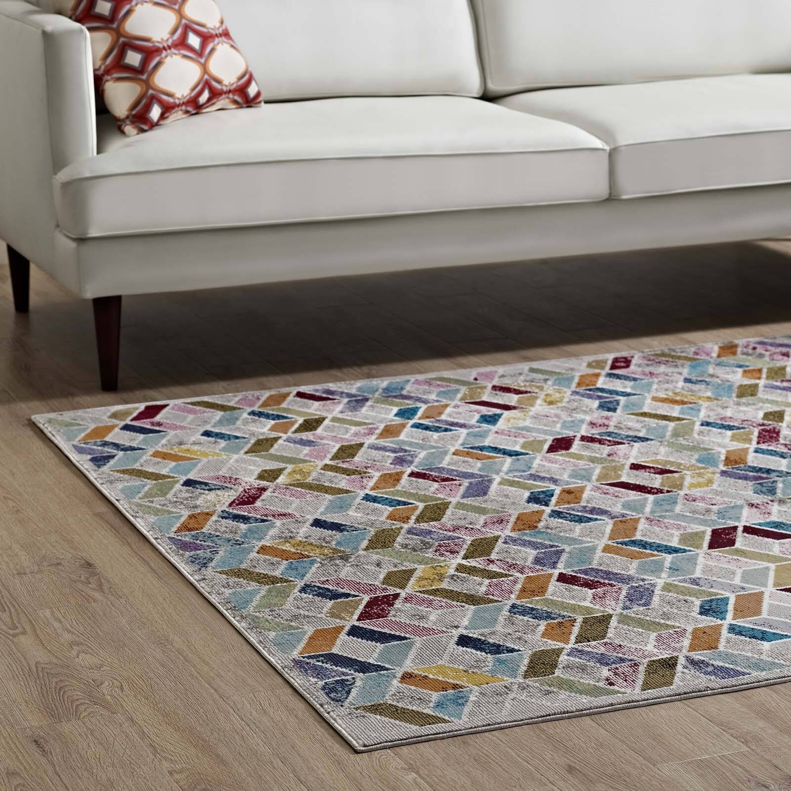 Back. Modway - Laleh Geometric Mosaic Area Rug - Multicolored.