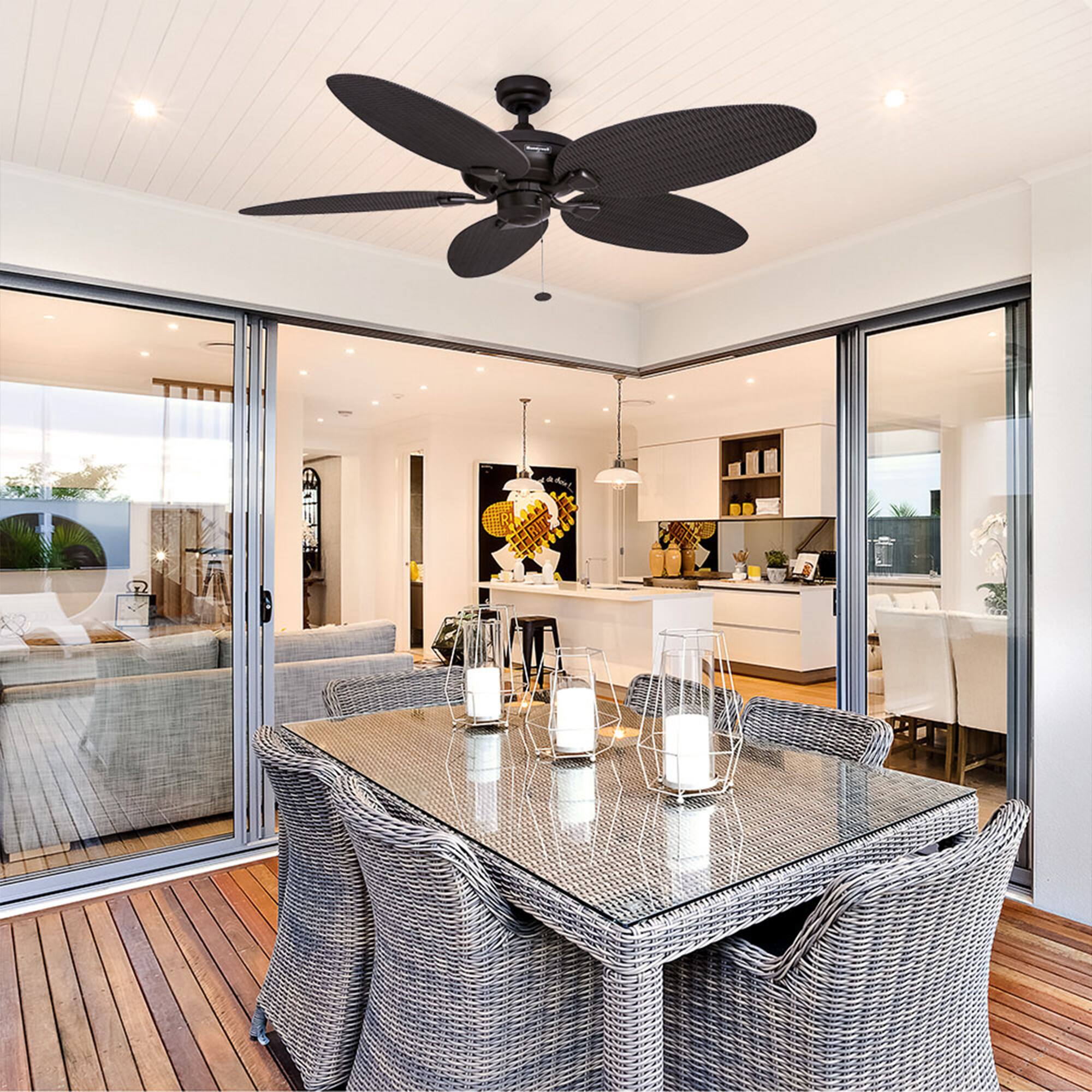 Alt View 1. Honeywell - Honeywell Duval 52-Inch Tropical Indoor Outdoor Ceiling Fan, Pull Chain, Bronze - Bronze.