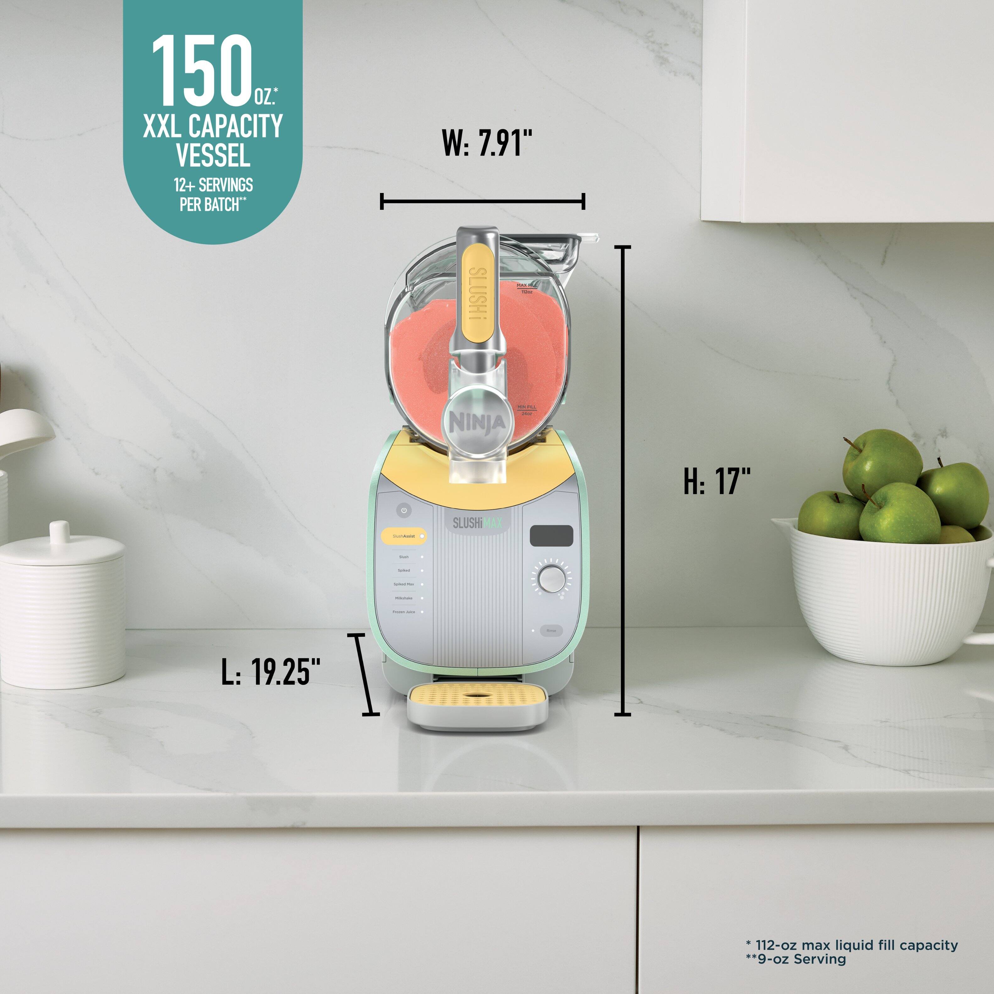 150 OZ. XXL CAPACITY VESSEL  
12+ SERVINGS PER BATCH*  

W: 7.91"  
H: 17"  
L: 19.25"  

112-oz max liquid fill capacity  
*9-oz Serving