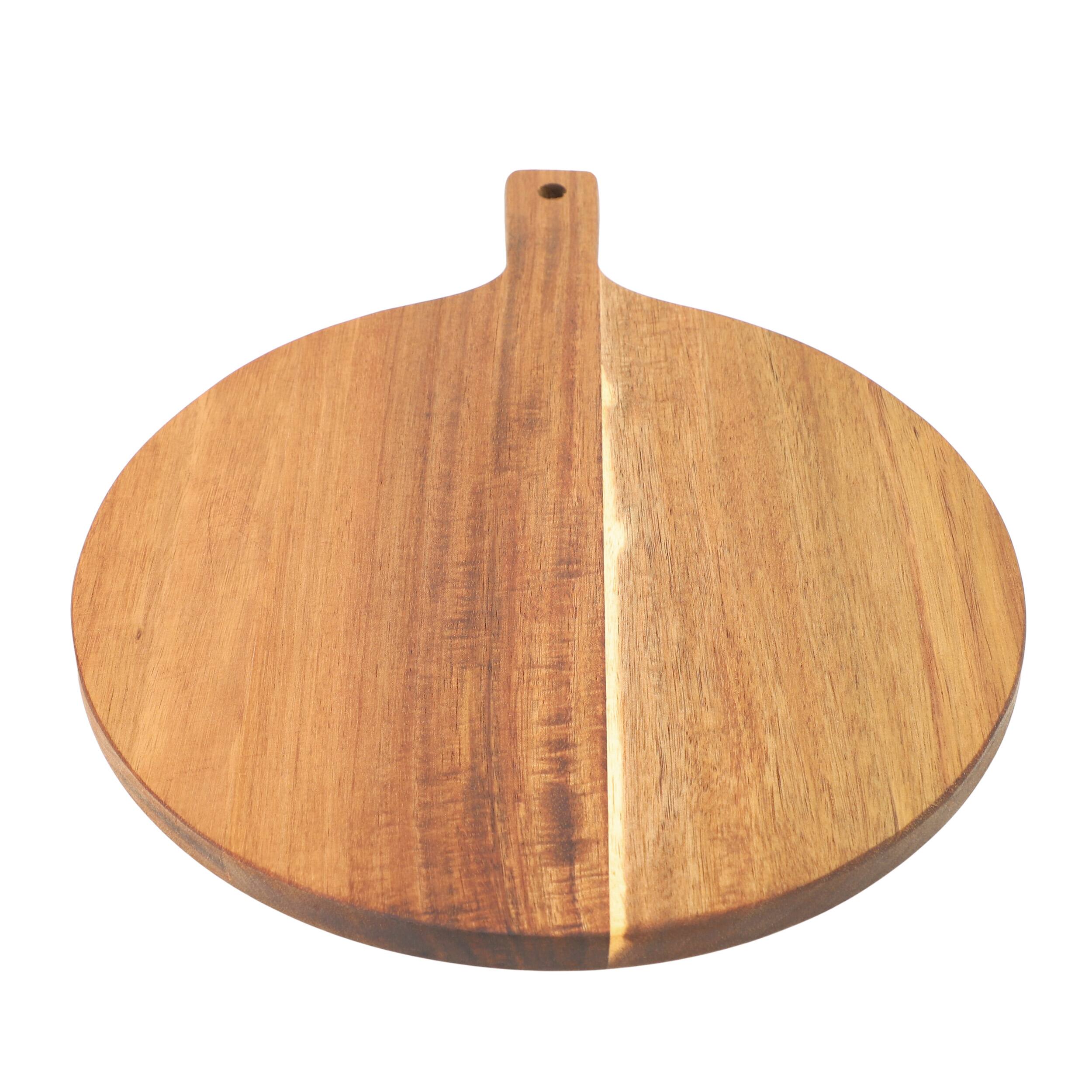 Alt View 1. MegaChef - MegaChef 12 Inch Acacia Wood Round Serving Board with Handle - Brown.