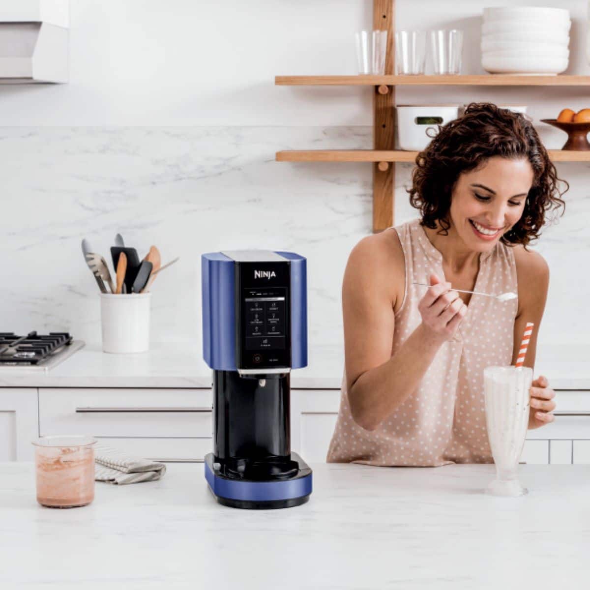 Alt View 27. Ninja - CREAMi, Ice Cream Maker, 7 One-Touch Programs - Blue.