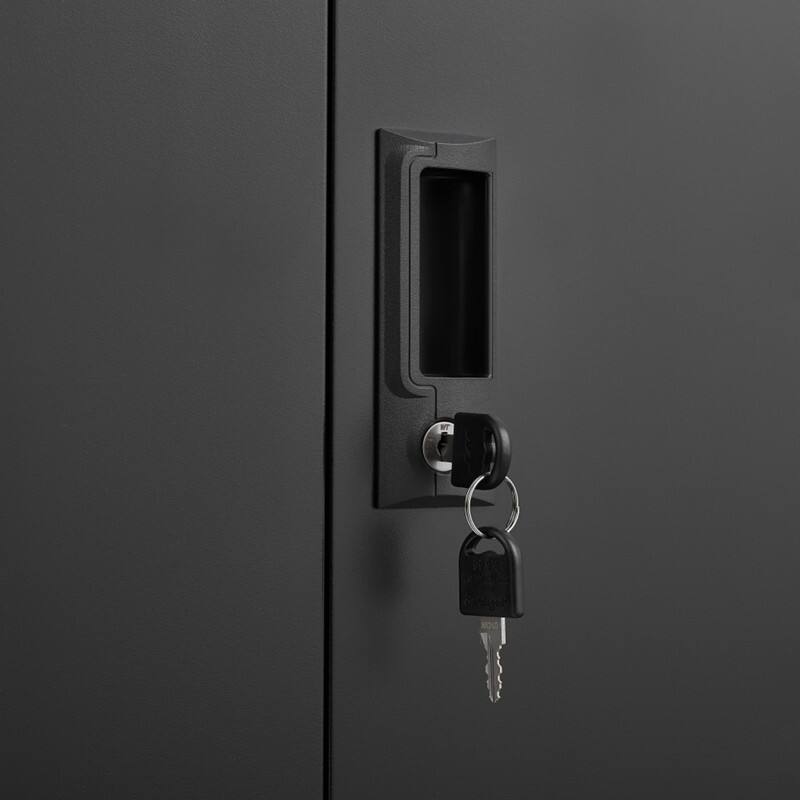 Alt View 4. ALEXOUN - Storage Cabinet with Door Locks, 2 Adjustable Shelves, Simple & Easy to Use, Suitable for Home, Office, Garage - Black.