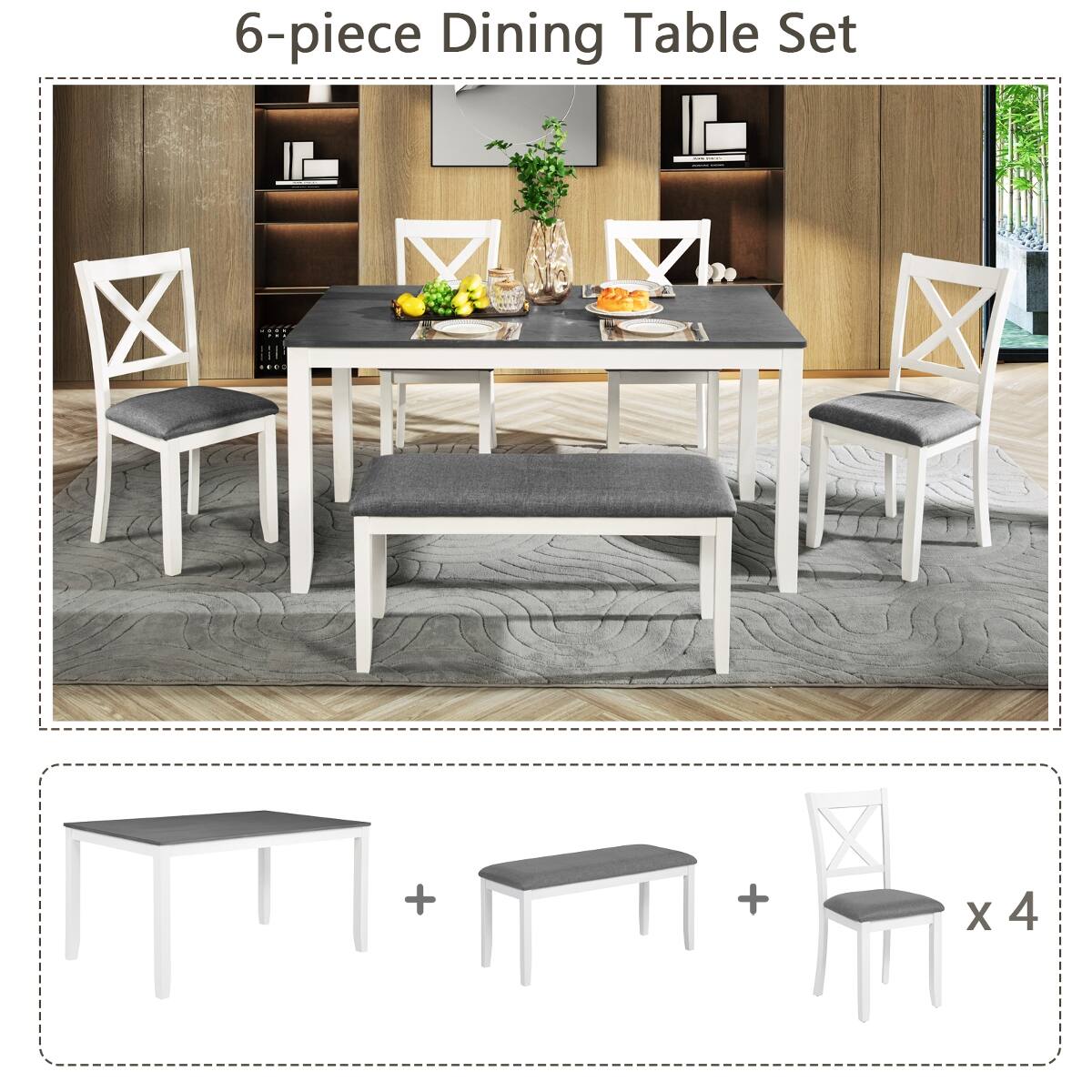6-piece Dining Table Set

+ 

+ 

x 4