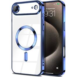 Entronix - Magnetic Case for iPhone 17 Air - Clear Back Luxury Glossy Cover - Blue