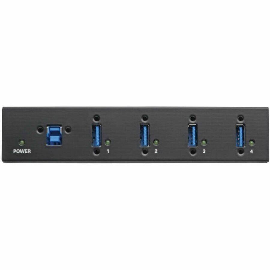 Alt View 2. Tripp Lite - Eaton Tripp Lite Series 4-Port Industrial-Grade USB 3.x (5Gbps) Hub - 20 kV ESD Immunity, Metal Housing, Mountable - USB - Black.
