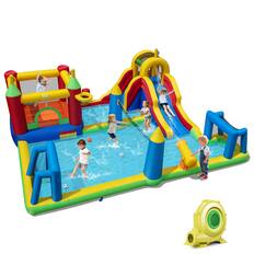 Front. Costway - Costway Inflatable Water Slide Bounce House with Climbing Wall, Splash Pool, 735W Blower - Multi-colored.