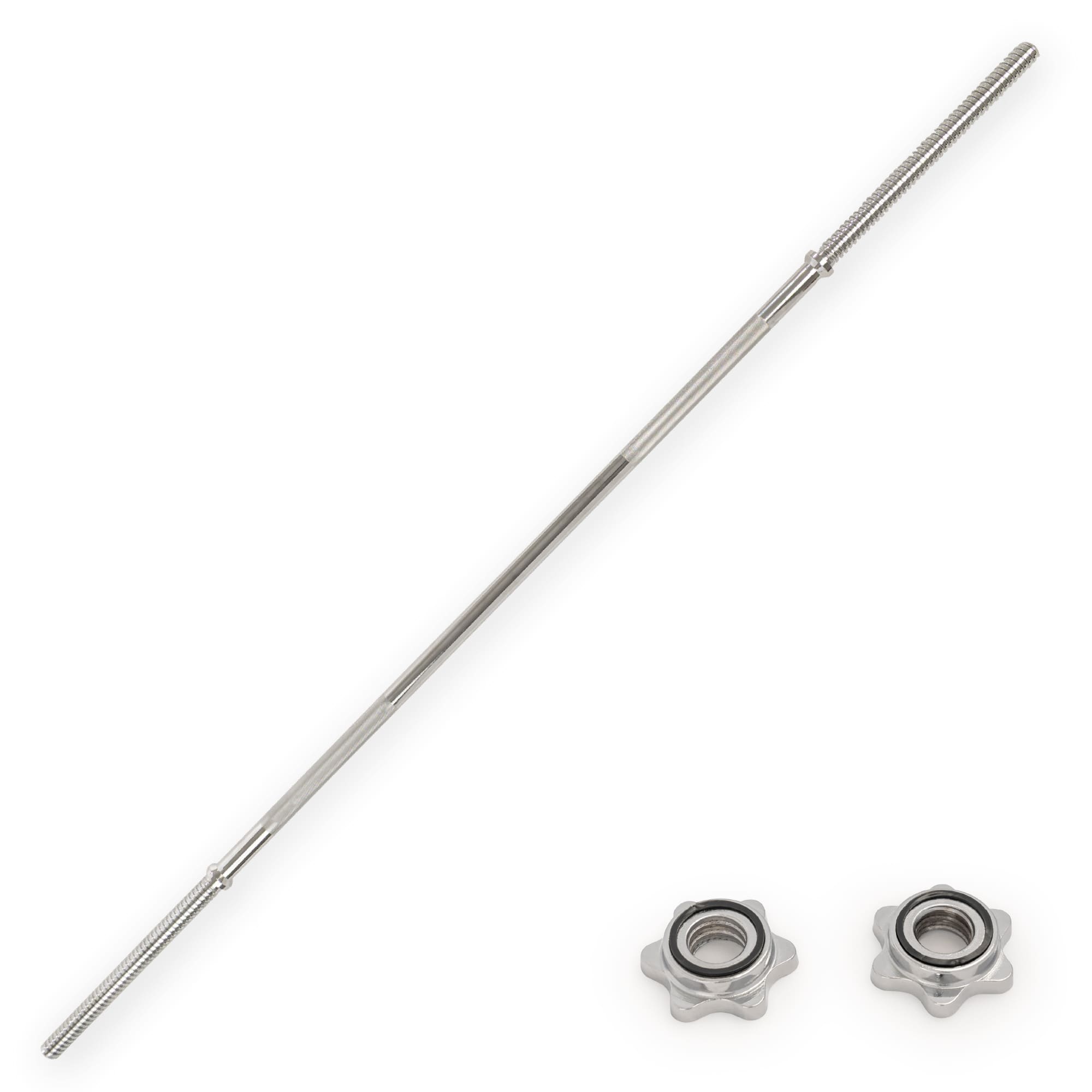 Sunny Health & Fitness - 60" Standard Barbell with Star-lock collars, 300 lbs weight capacity - Silver