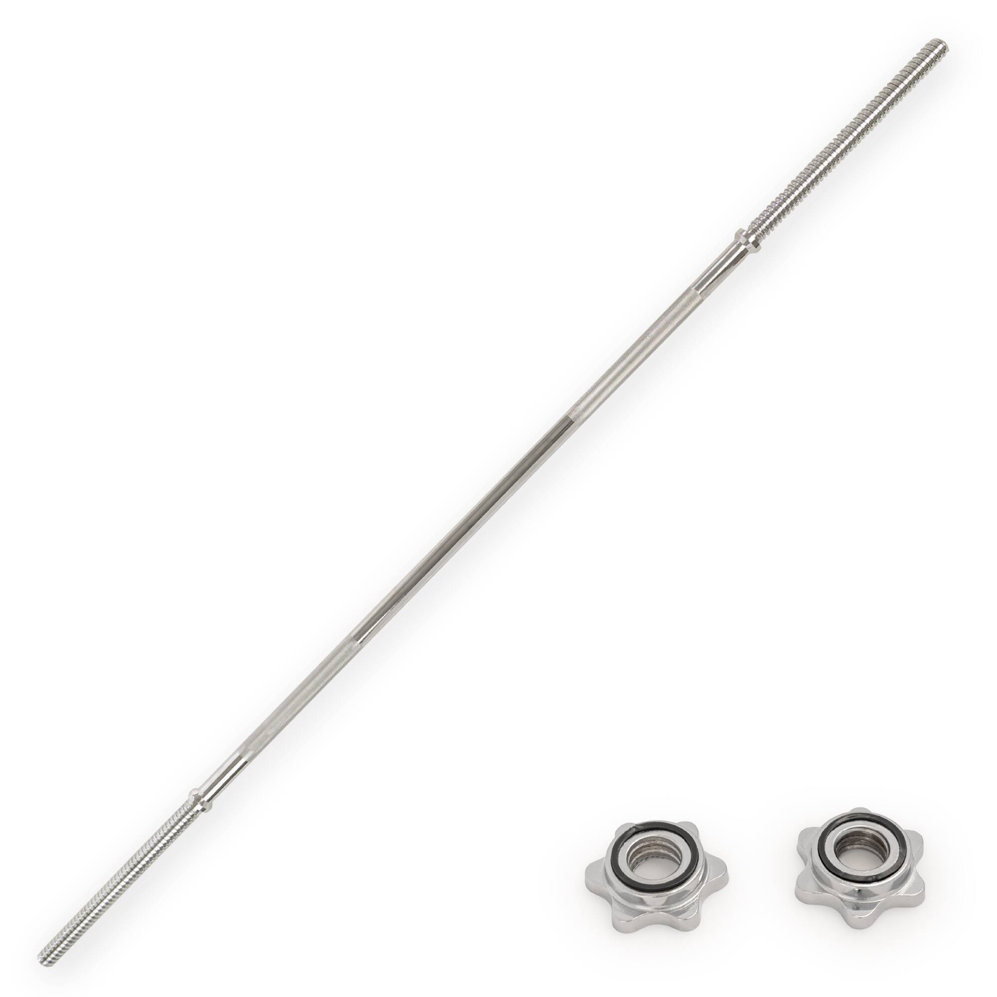 Sunny Health & Fitness - 60" Standard Barbell with Star-lock collars, 300 lbs weight capacity - Silver