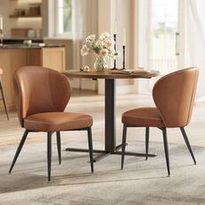 Front. Songmics Home - VASAGLE Leather Dining Chairs – Set of 2 in Dove Gray with Swivel Leveling Feet - Gray.