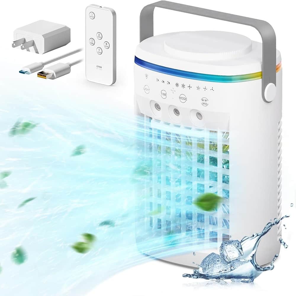 RTMB - 3 speed personal air conditioner cooling fan, water tank, evaporative air cooler - White