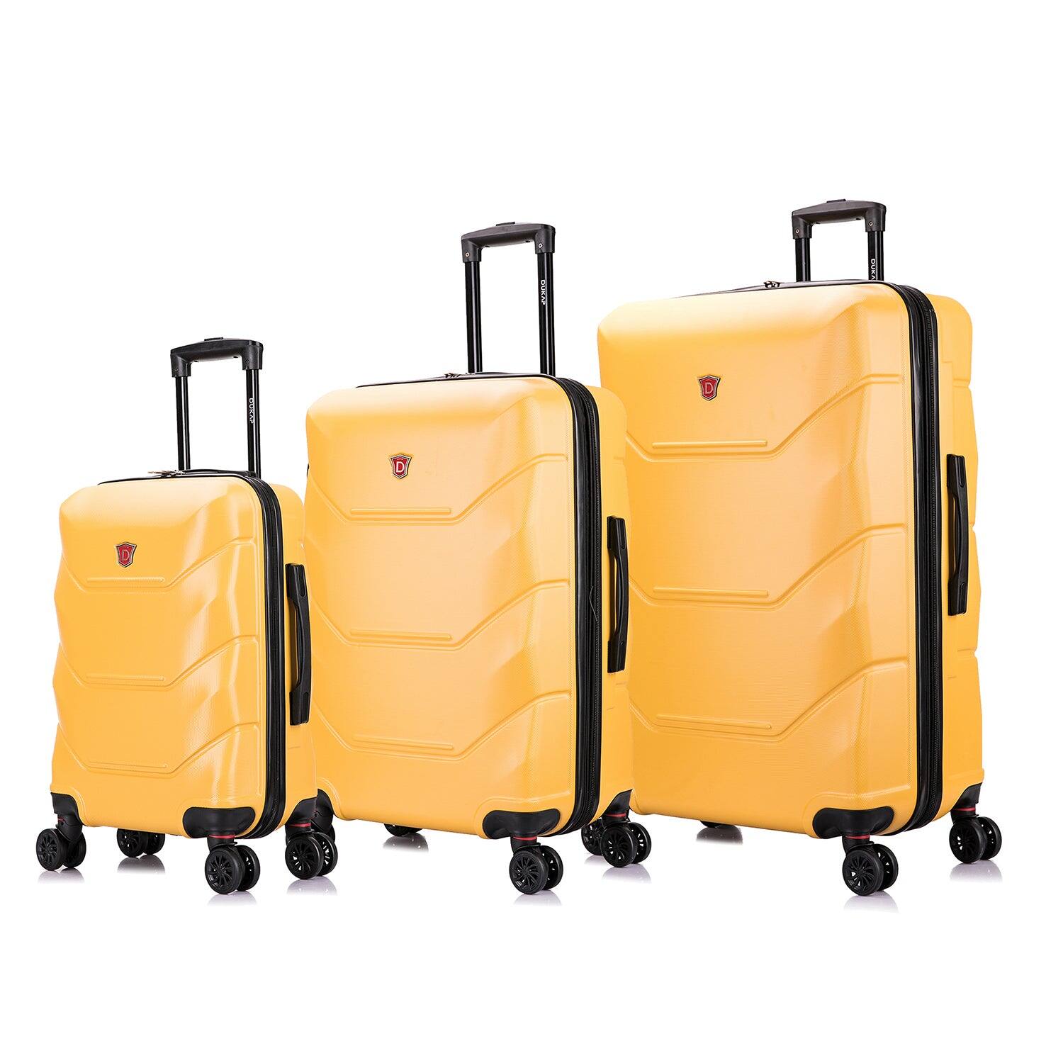 Front. DUKAP - Zonix Lightweight Hardside 3 Piece Luggage Set 20"/26"/30" - MUSTARD.