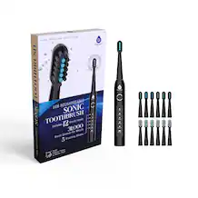 SONIC CLEAN FRESH AND PURE P PURSONIC USB RECHARGEABLE TOOTHBRUSH Includes 12 Brush Heads 5 31,000 Brush Strokes Per Minute 5 Brushing Modes RECHARGEABLE Helps Remove Plaque & Whiten Teeth