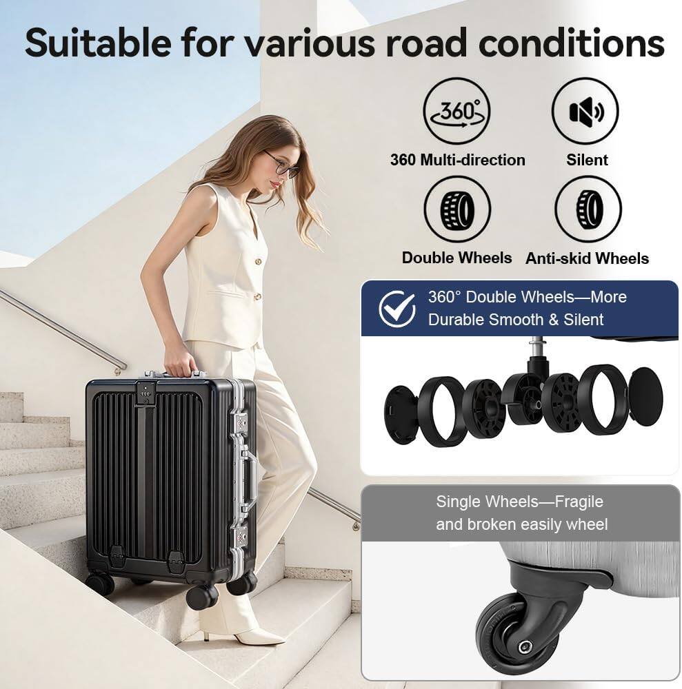 Suitable for various road conditions

360° Multi-direction
Silent
Double Wheels
Anti-skid Wheels

360° Double Wheels—More Durable, Smooth & Silent

Single Wheels—Fragile and broken easily wheel