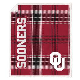 Pegasus - Oklahoma Sooners 50" x 60" Playmaker Plaid Ultra Cozy Sherpa Throw - Multicolor