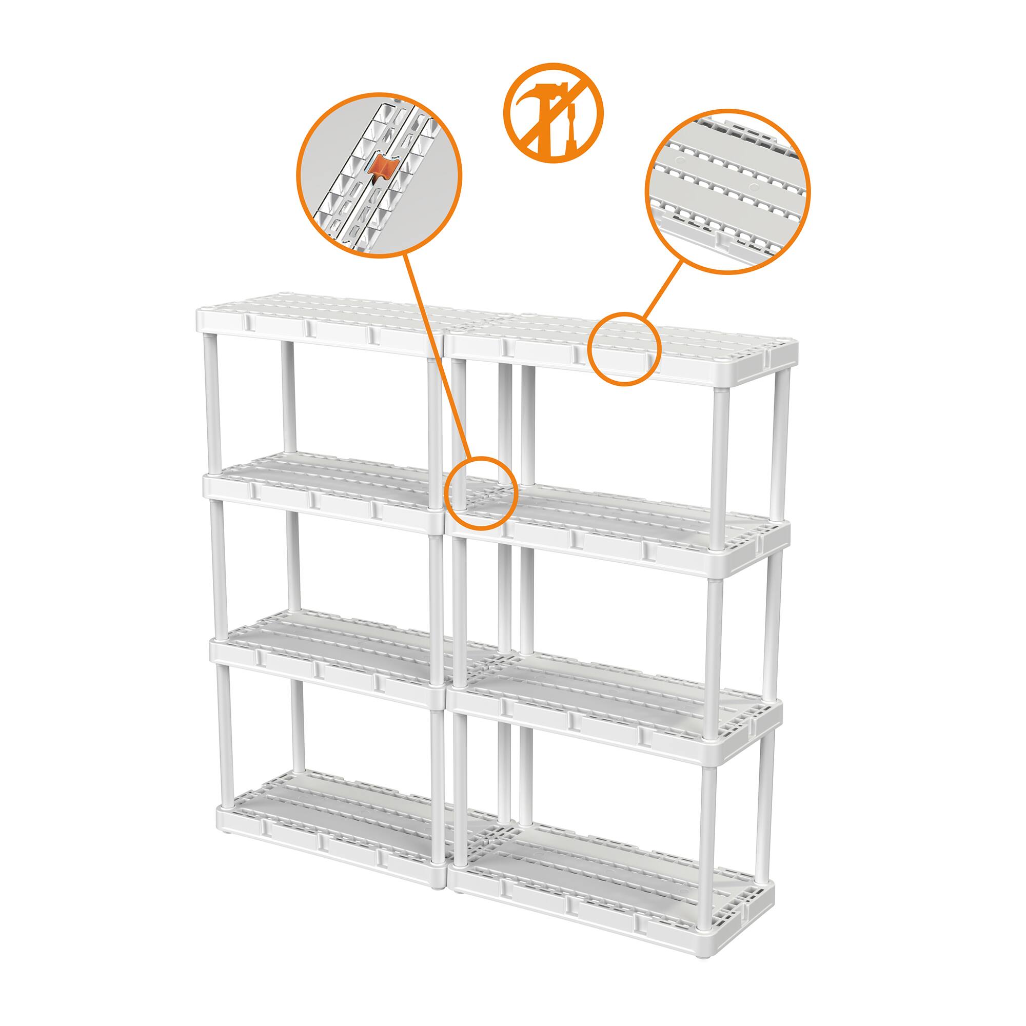 Alt View 6. Gracious Living - Gracious Living 4 Shelf Knect-A-Shelf Fixed Height Light Duty Storage Unit,White - White.