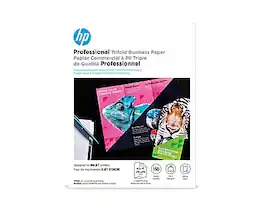 HP - Professional Tri-Fold Business Paper, Glossy, 8.5" x 11", 150 Sheets/Pack - White
