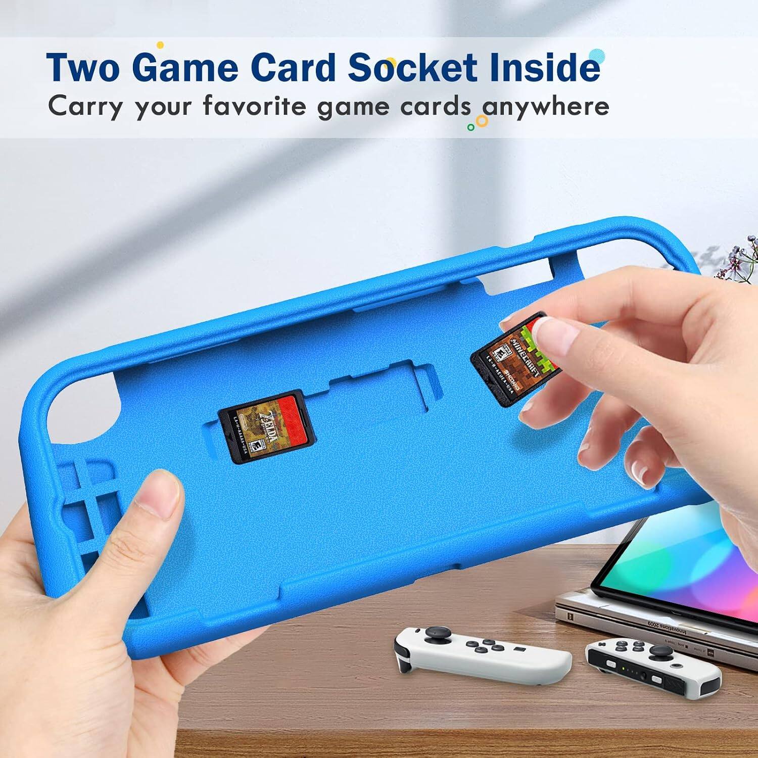Two Game Card Socket Inside  
Carry your favorite game cards anywhere