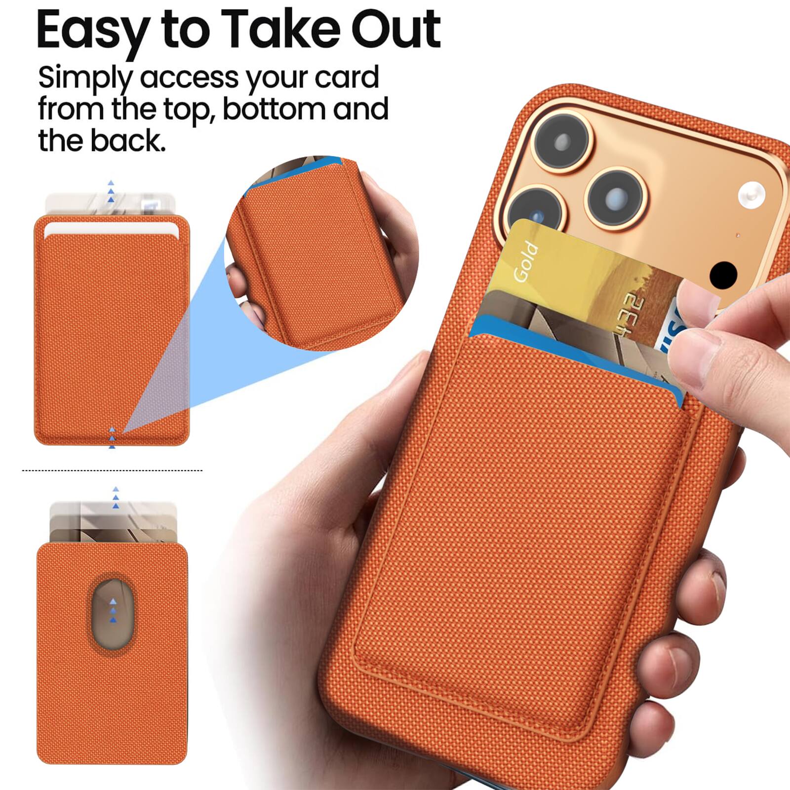 Easy to Take Out  
Simply access your card from the top, bottom and the back.
