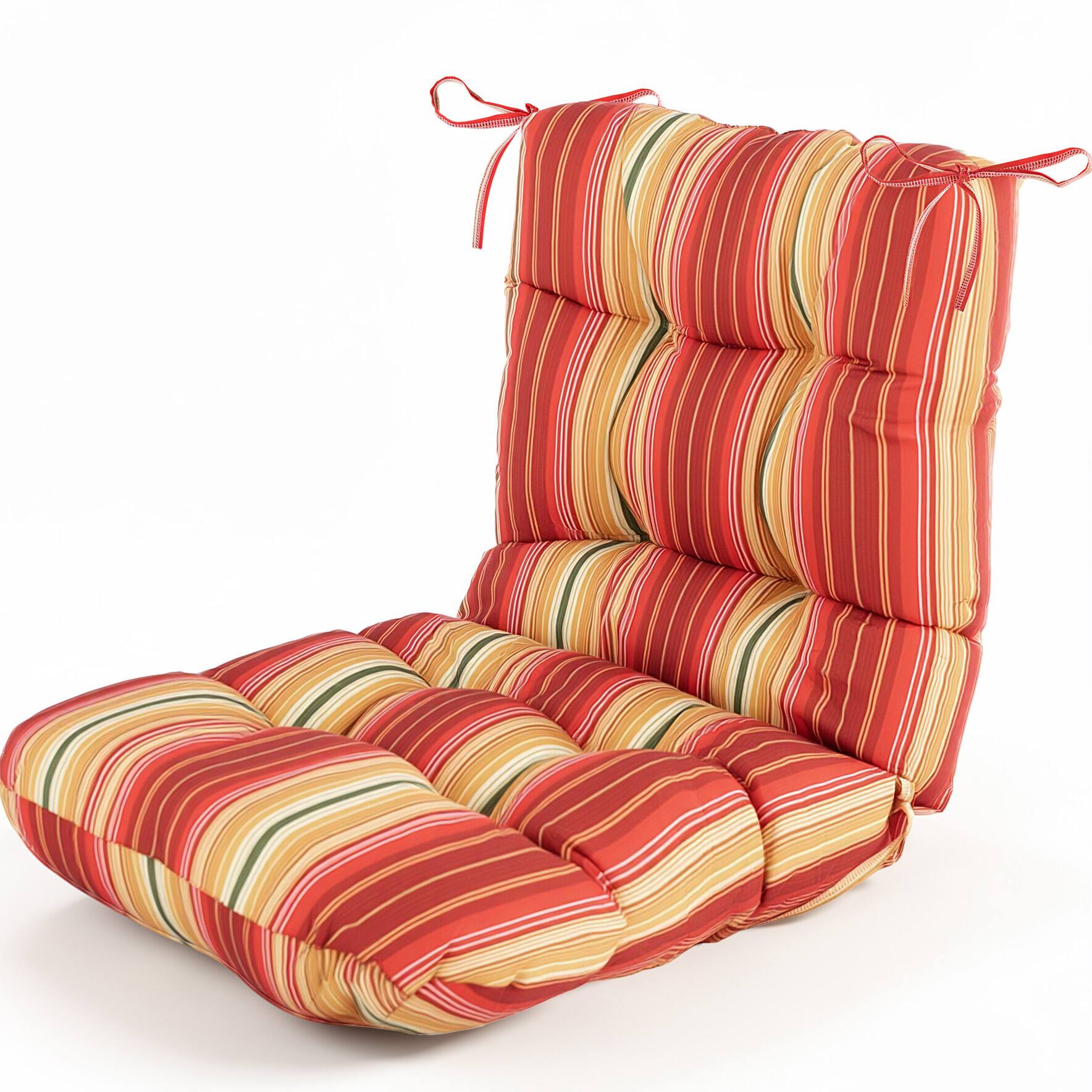 Alt View 7. Sugift - Indoor Outdoor High-Back Tufted Patio Chair Cushion with Secure Ties - Multicolor.