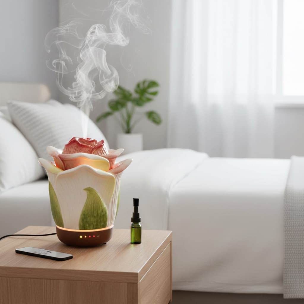 Alt View 2. FINEAK - 80ml Champagne Hand-Painted Ceramic Essential Oil Diffuser.