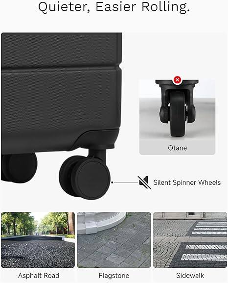 Quieter, Easier Rolling.

Otane Silent Spinner Wheels

Asphalt Road  
Flagstone  
Sidewalk