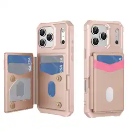 Dteck - Wallet Case for Apple iPhone 17 Pro Max, RFID Blocking Shockproof PU Leather Kickstand Cover with 6 Card Slots - Rosegold