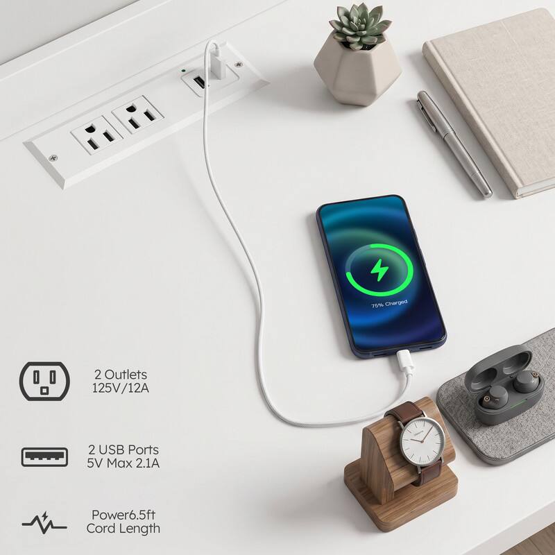+ 75% Charged  
2 Outlets 125V/12A  
2 USB Ports 5V Max 2.1A  
Power6.5ft Cord Length