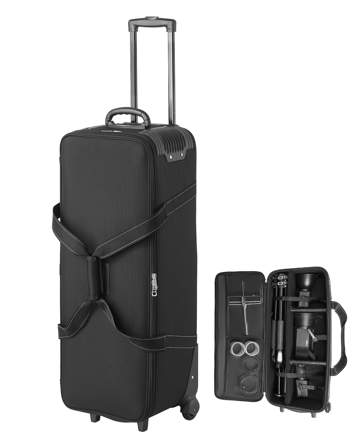 Front. VEVOR - Studio Equipment Trolley Case, 35.83 x 11.81 x 14 in / 91 x 30 x 35.5 cm, Rolling Camera Bag - Black.