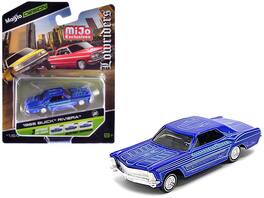 1965 Buick Riviera with Graphics "Lowriders" "Maisto Design" Series 1/64 Diecast Model Car by Maisto - Candy Blue