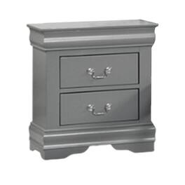 Manhattan Lane - Ryla Nightstand, 2 Drawers, Solid Wood, Nickel Drop Handles - Gray, Nickel
