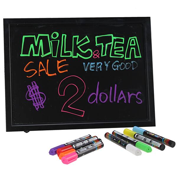 AGPtek - 16" x 12" LED Flashing Illuminated Erasable Neon Sign Remote Message Menu Writing - Black