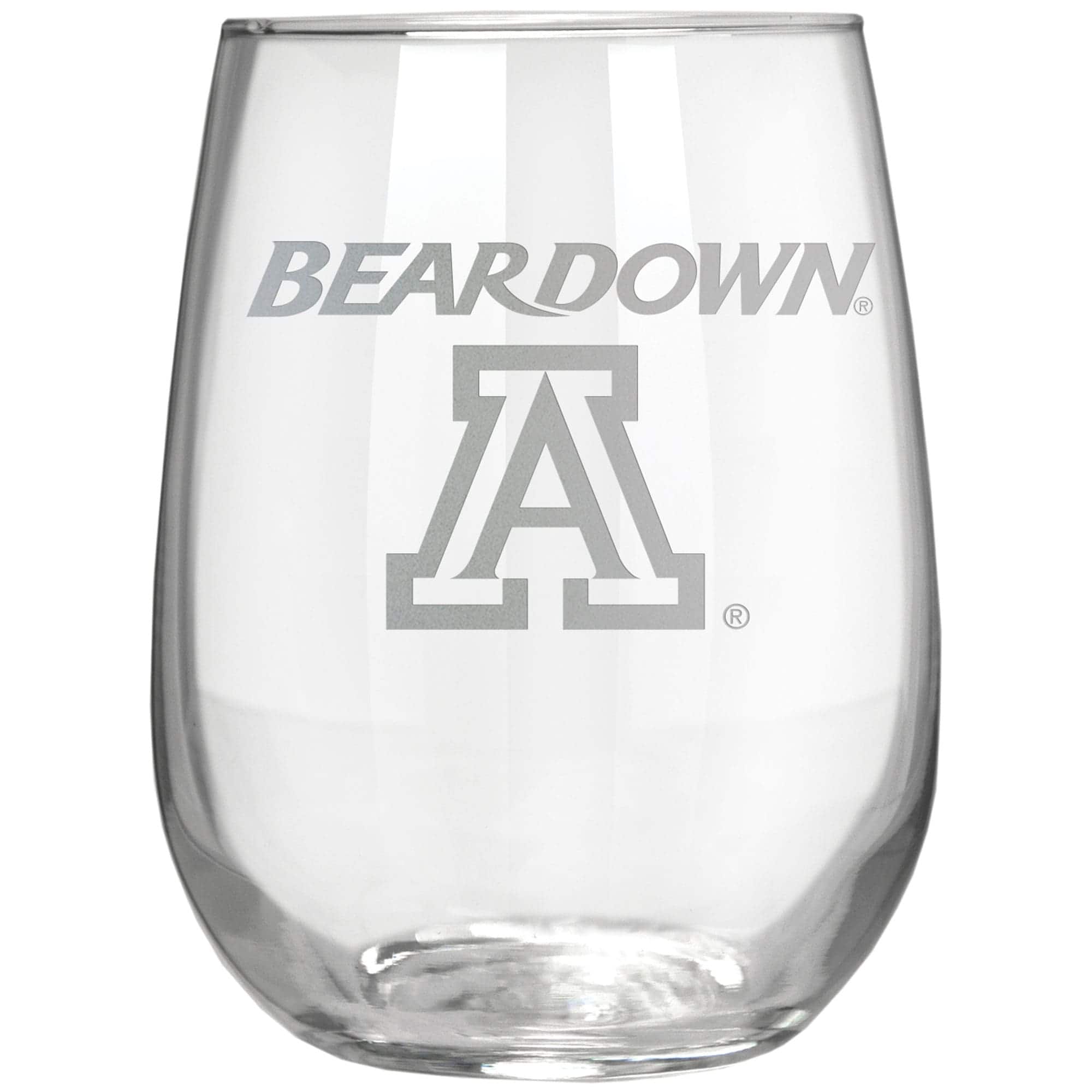 Front. Great American Products - Arizona Wildcats Etched 17oz. Rally Cry Stemless Wine Glass - Multicolor.