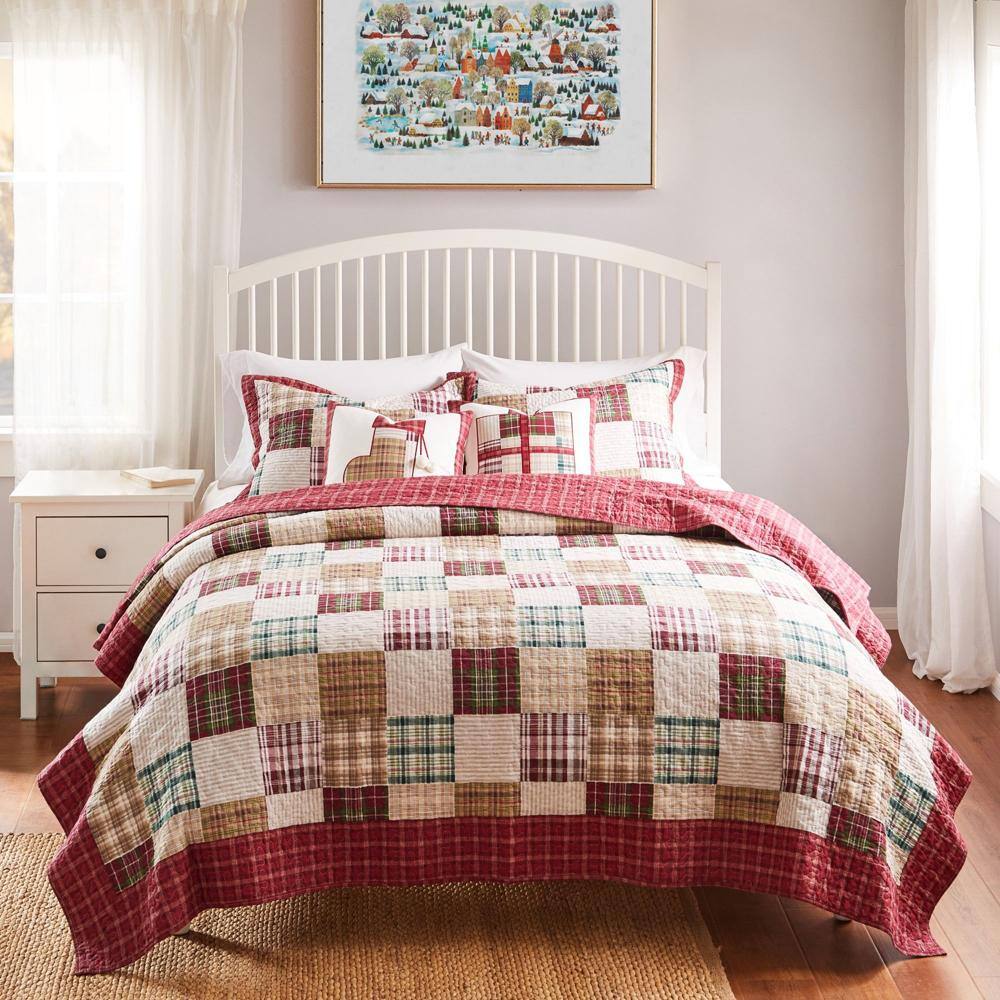 Front. Greenland Home Fashions - Greenland Home Fashion Oxford Quilt Set 3 Pieces Quilt Set Including Pillow Sham King/California King Red - Red.