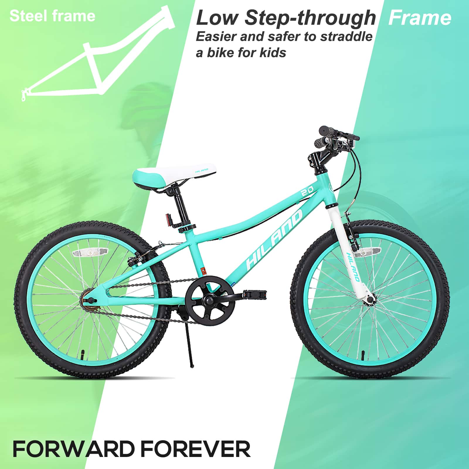 HILAND 20 Inch Kids Mountain Bike for Boys and Girls, Single Speed