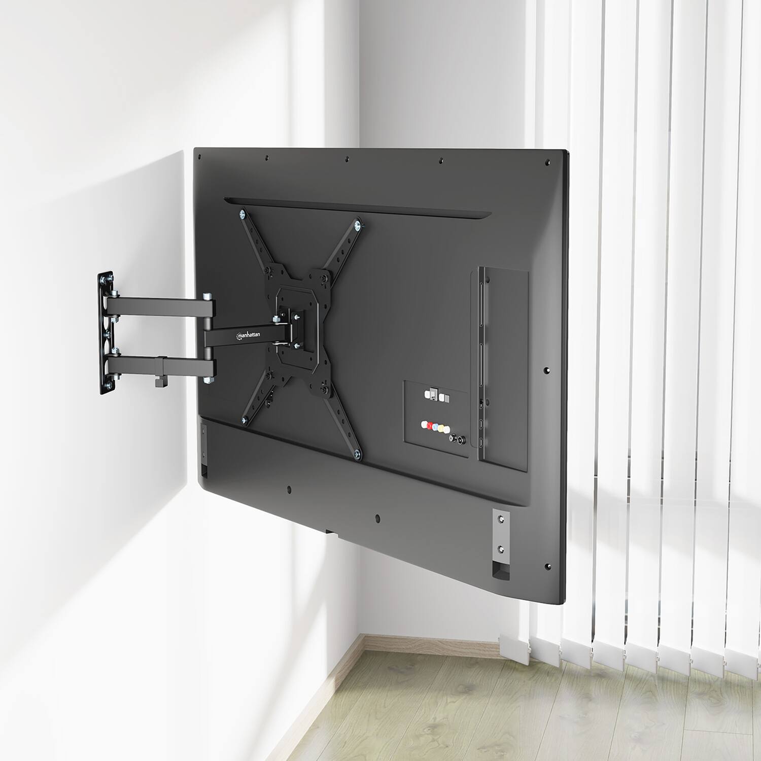Angle. Manhattan - Full-Motion TV Wall Mount for 23" to 55" TVs, 400 x 400 Max VESA, Holds up to 66 Lbs - Black.
