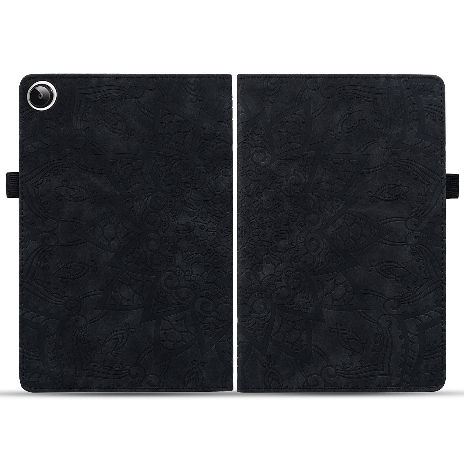 Back. Dteck - Case for Samsung Galaxy Tab A11+/A11 Plus SM-X230 & Tab A9+/A9 Plus SM-X210,Shockproof Embossed PU Leather Folio Cover - Black.