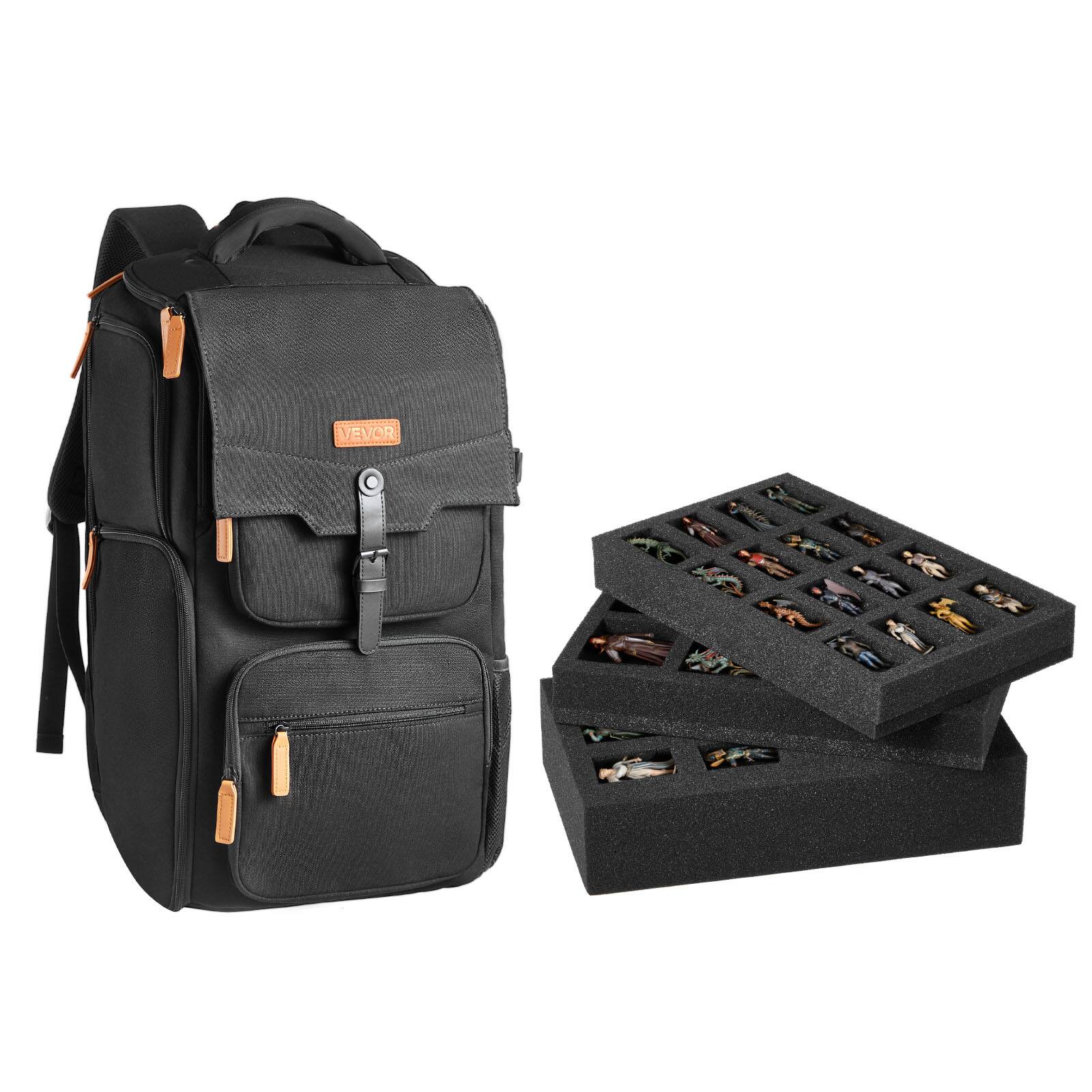 Front. VEVOR - Miniature Storage Carrying Figure Bag, Fits 58 Infantry Minis, Miniature Transport Bag with Adjustable Shoulder Strap - Black.