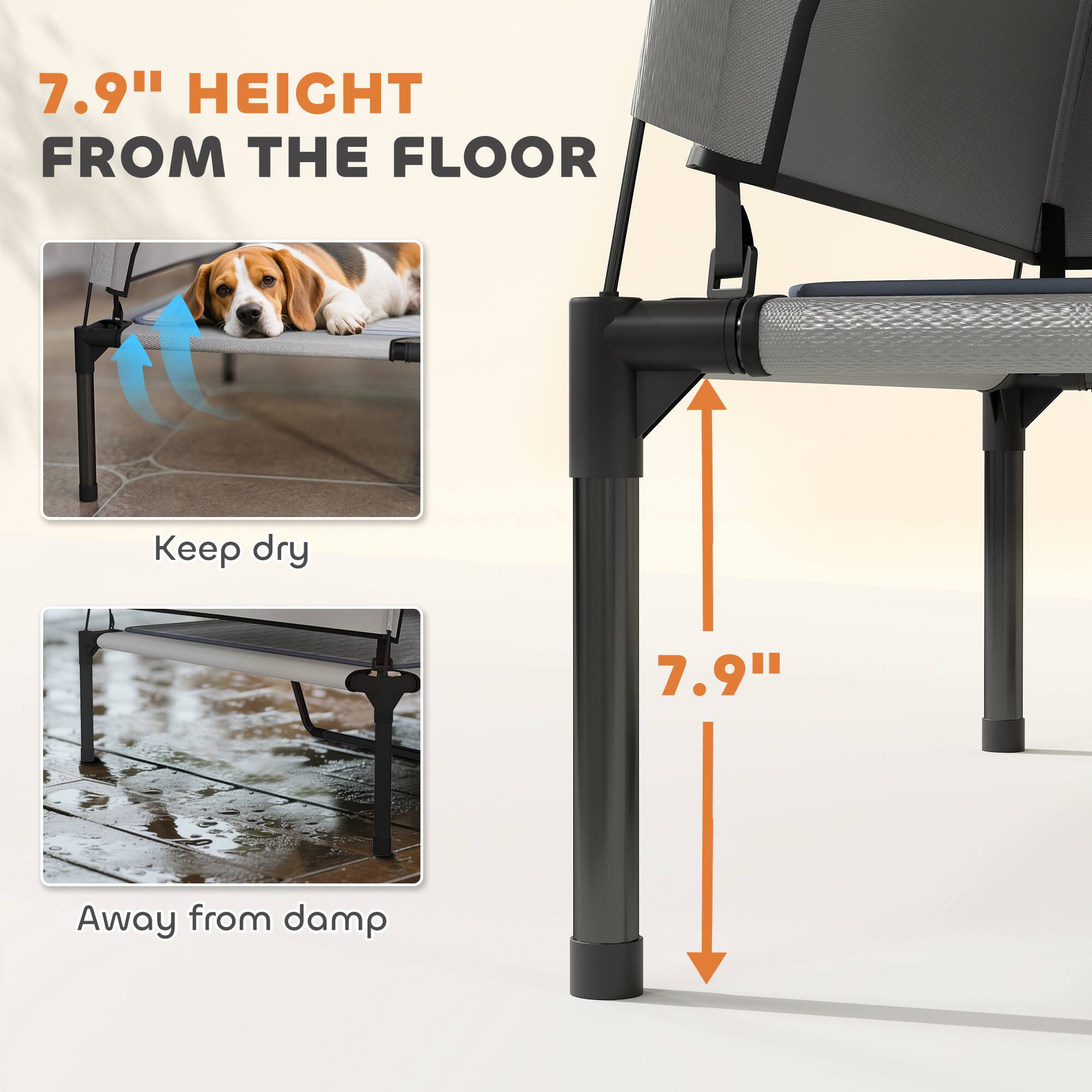 7.9" HEIGHT FROM THE FLOOR

Keep dry

7.9"

Away from damp