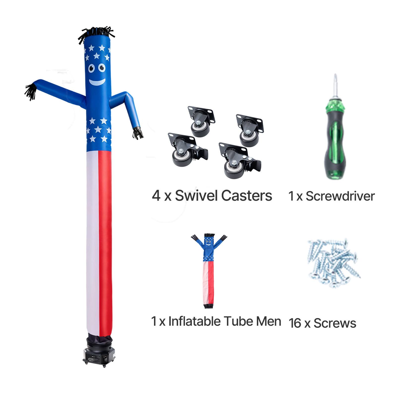 4 x Swivel Casters  
1 x Screwdriver  
1 x Inflatable Tube Men  
16 x Screws