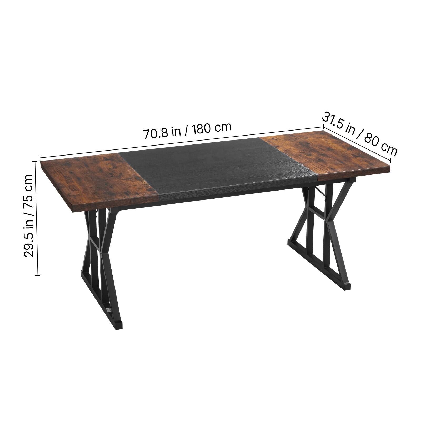 70.8 in / 180 cm  
31.5 in / 80 cm  
29.5 in / 75 cm