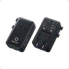 Front. Anker - Nano Travel 5-Port Power Adapter, Smart Temperature Control - Black.