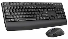 HongFei - Wireless Bluetooth Keyboard & Mouse Combo, Ergonomic, Multi-Device, Full-Size - Black