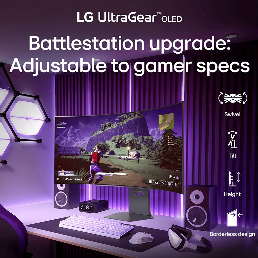 LG UltraGear™ OLED Battlestation upgrade: Adjustable to gamer specs  
Swivel - Tilt - Height - Borderless design