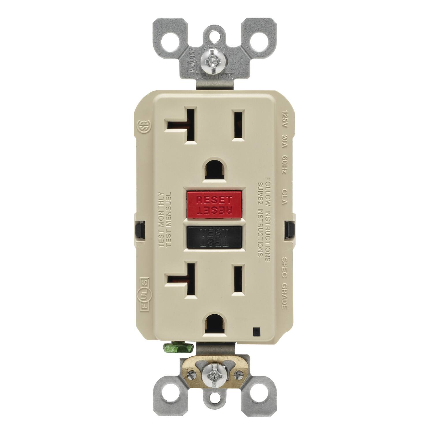 057 NOM EVITION + I 125V 20A 60Hz MONTHLY MENSUEL RESET RESET SUIVEZ FOLLOW CLA TEST INSTRUCTIONS INSTRUCTIONS TEST TEST _SELL S  SPEC 5 GRADE 
LEVITON