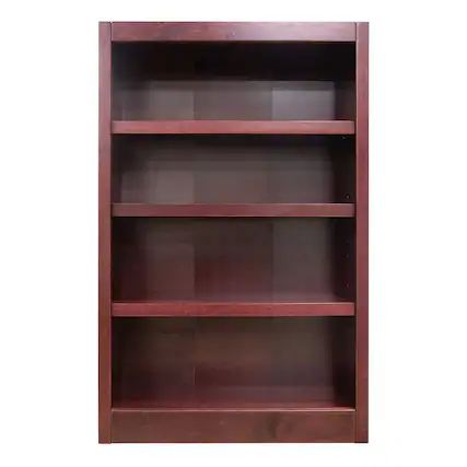 Front. Concepts in Wood - Single Wide Bookcase 4 Shelves Cherry Finish - Red.