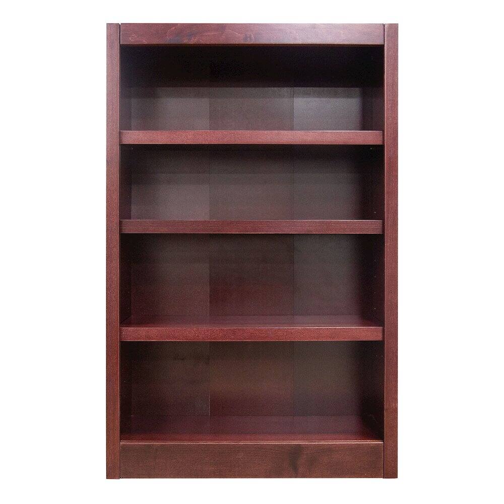 Front. Concepts in Wood - Single Wide Bookcase 4 Shelves Cherry Finish - Red.