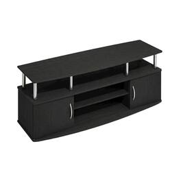 FurniFact - Dark Americano Large Entertainment Center for TVs up to 55 inches - Dark Americano/Stainless Steel